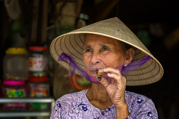 Woman  Smoking in Trung Chanh Village