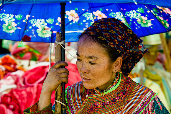 Flower Hmong Woman in Bac Ha Market, Sapa, Vietnam